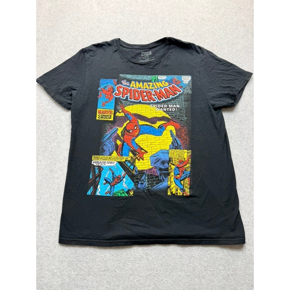 Marvel The Amazing Spider-Man Graphic T-Shirt Mens Large Black Comic Book Print